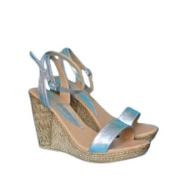 Sandale dama argintii cu platforma de 10,5 cm din piele naturala cod S53AR