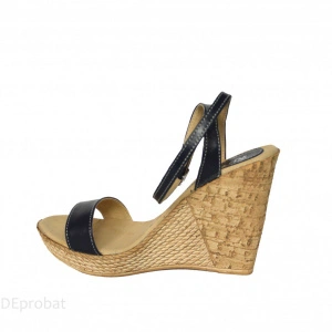 Sandale dama bleumarin cu platforma de 10,5 cm din piele naturala