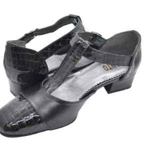 Sandale dama piele naturala negre lacuit cu bareta
