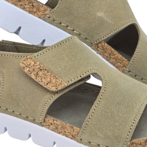 Sandale Dr Feet 9016 maro de cappuccino cu detalii de pluta - dama