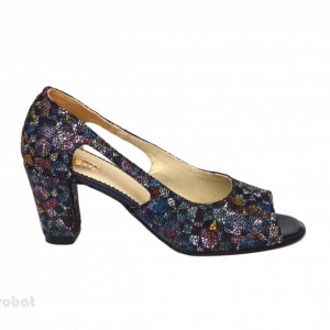 Sandale multicolore dama din piele naturala toc 7,5 cm