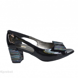 Sandale negre dama din piele naturala toc aplicat 6 cm cod S332 - Img 4