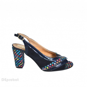 Sandale negre dama din piele naturala toc aplicat 8 cm cod S330 - Img 2