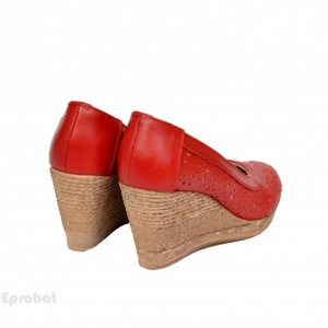 Pantofi rosii dama din piele naturala cu platforma deprobat