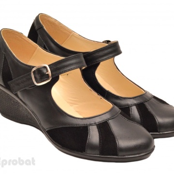 36 - Pantofi dama negri din piele naturala cu platforma cod P40N - Made in Romania