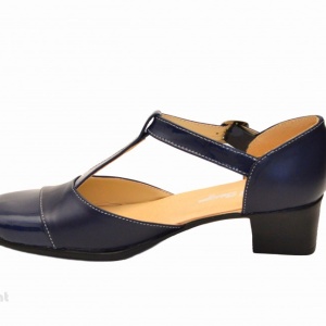 Pantofi dama piele naturala bleumarin cu bareta