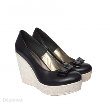 39 - Pantofi negri dama din piele naturala platforma 11 cm cod P369N - Lichidare Stoc