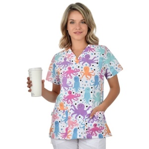 Bluza medicala alba cu caracatita - Img 2