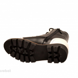 Bocanci dama piele naturala Negru cu Alb sport-casual