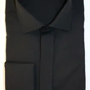 Cămașă bărbătească neagră slim fit din bumbac cu nasturi ascunși
