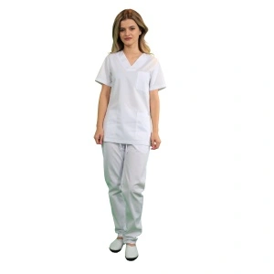 Costum medical alb - unisex STRECH