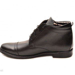Ghete barbati piele naturala Negre casual-elegante cu siret