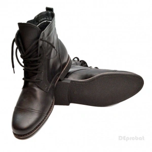Ghete barbati piele naturala Negre casual-elegante cu siret