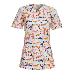 Halat medical alb cu libelule - cu capse