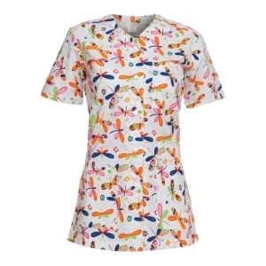 Halat medical alb cu libelule - cu capse
