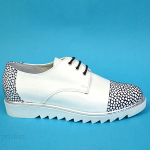 Pantofi albi dama casual din piele naturala