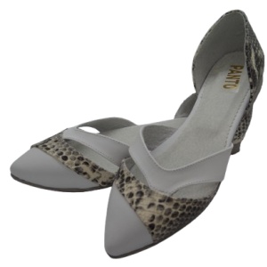 Pantofi albi - sarpe dama cu toc aplicat din piele naturala cod P399