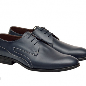 Pantofi barbatesti bleumarin lucrati manual piele naturala cod P154BL - Editie de LUX