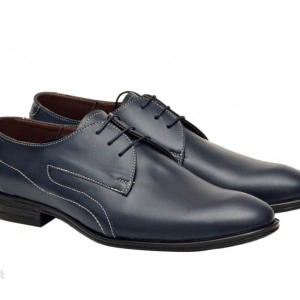 Pantofi barbatesti bleumarin lucrati manual piele naturala cod P154BL - Editie de LUX