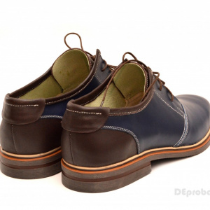 Pantofi barbati piele naturala bleumarin casual cu siret cod P122 - Img 2