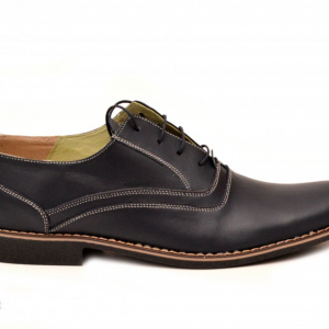 Pantofi barbati piele naturala bleumarin casual-eleganti cu siret cod P120 - Img 3