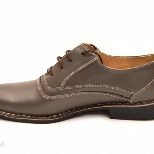 Pantofi barbati piele naturala Gri casual-eleganti cu siret