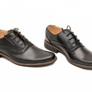 Pantofi barbati piele naturala negri casual-eleganti cu siret