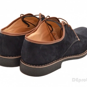 Pantofi barbati piele naturala velur bleumarin casual-eleganti cu siret