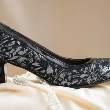 Pantofi Damă „Grădina de Argint" – Eleganță Florală cu Toc Bloc - 35-42 - P326