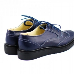 Pantofi dama bleumarin casual-eleganti din piele naturala Oxford