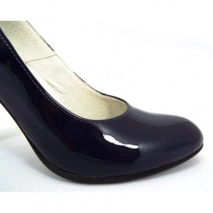 Pantofi dama bleumarin eleganti din piele naturala lacuita cu toc de 9 cm