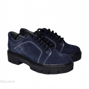 Pantofi dama bleumarin lucrati manual din piele naturala velur cod P201