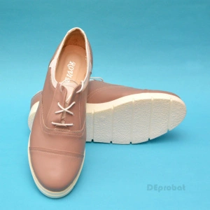 Pantofi dama crem cu alb casual-eleganti din piele naturala