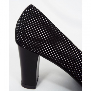 Pantofi dama eleganti din piele naturala negri cu buline