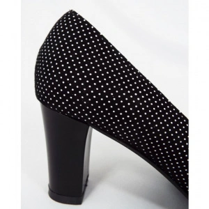 Pantofi dama eleganti din piele naturala negri cu buline