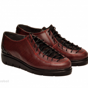 Pantofi dama grena cu siret din piele naturala cod P182