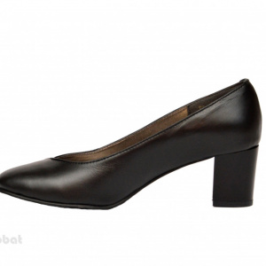 Pantofi dama negri cu toc aplicat din piele naturala cod P352 - Img 4