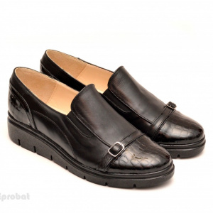 Pantofi dama negri sport-casual din piele naturala cu elastic cod P101