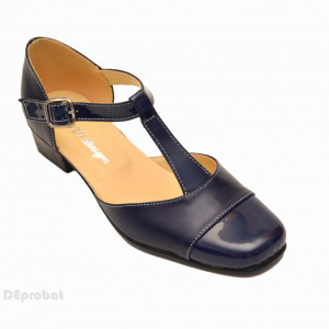 Pantofi dama piele naturala bleumarin cu bareta
