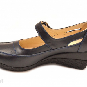 Pantofi dama piele naturala bleumarin cu platforma