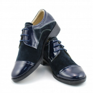 Pantofi dama piele naturala bleumarin cu siret