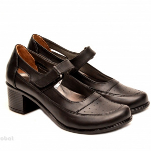 Pantofi dama piele naturala negri cu platforma cod P135N - Made in Romania