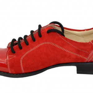Pantofi dama piele naturala rosii cu siret