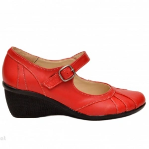 Pantofi dama rosii din piele naturala cu platforma