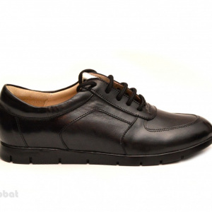 Pantofi dama sport-casual negri din piele naturala cu siret
