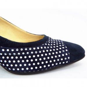 Pantofi eleganti dama bleumarin din piele naturala velur
