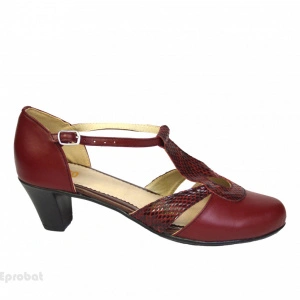 Pantofi grena dama eleganti din piele naturala