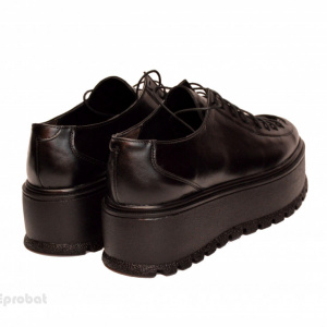 Pantofi negri dama cu talpa inalta 5,5 cm din piele naturala 