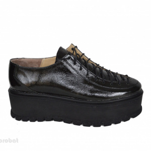 Pantofi negri lacuiti dama cu talpa inalta 5,5 cm din piele naturala