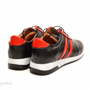 Pantofi sport stil adidasi dama piele naturala negru cu rosu